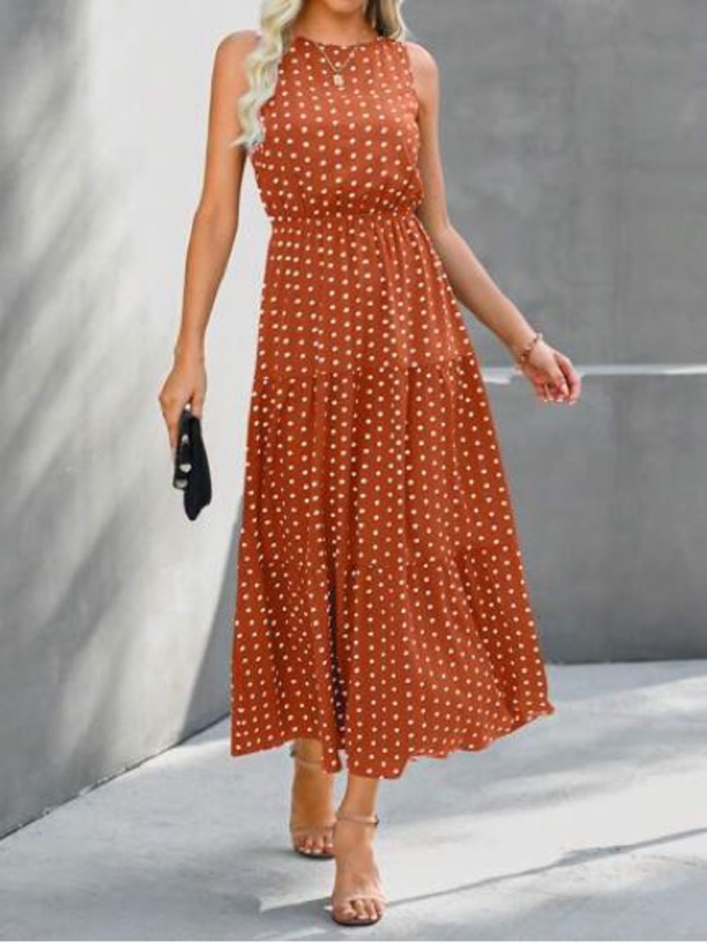 Orange polka dot dress -small